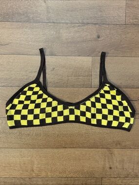 Fashion Brand Company Size 3XL/4XL Brown & Yellow Bralette Checkered Print Sexy
